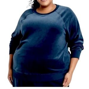 Ava &‎ Viv Navy Velour Long Sleeve Pullover Sweatshirt - Size 3X